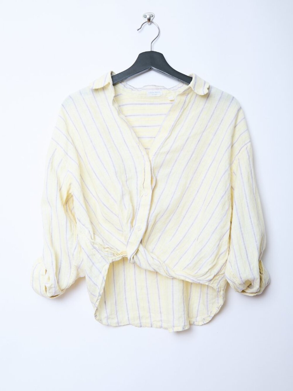 Aritzia Little Moon Portofino Relaxed 100% Linen Striped Button Up Shirt Coastal - Picture 3 of 10